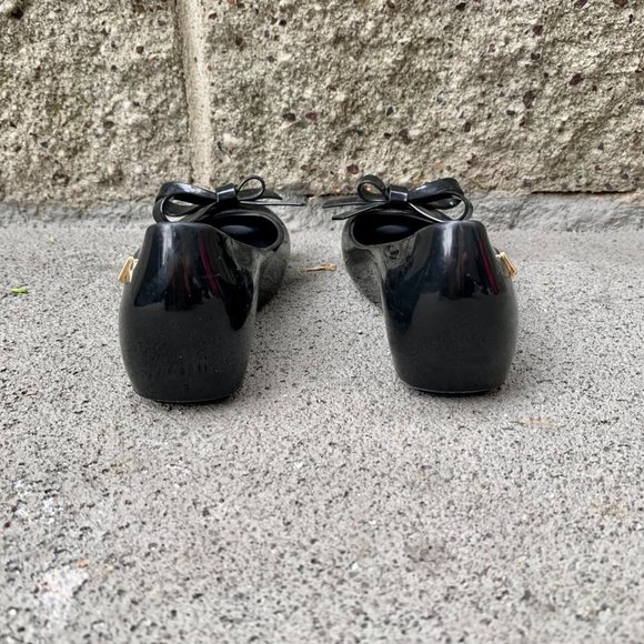 MEL By MELISSA Girls Ultra Girl Bow Shoes 12 Black Slip On Jelly Wedge Shoe Girl - Picture 5 of 9